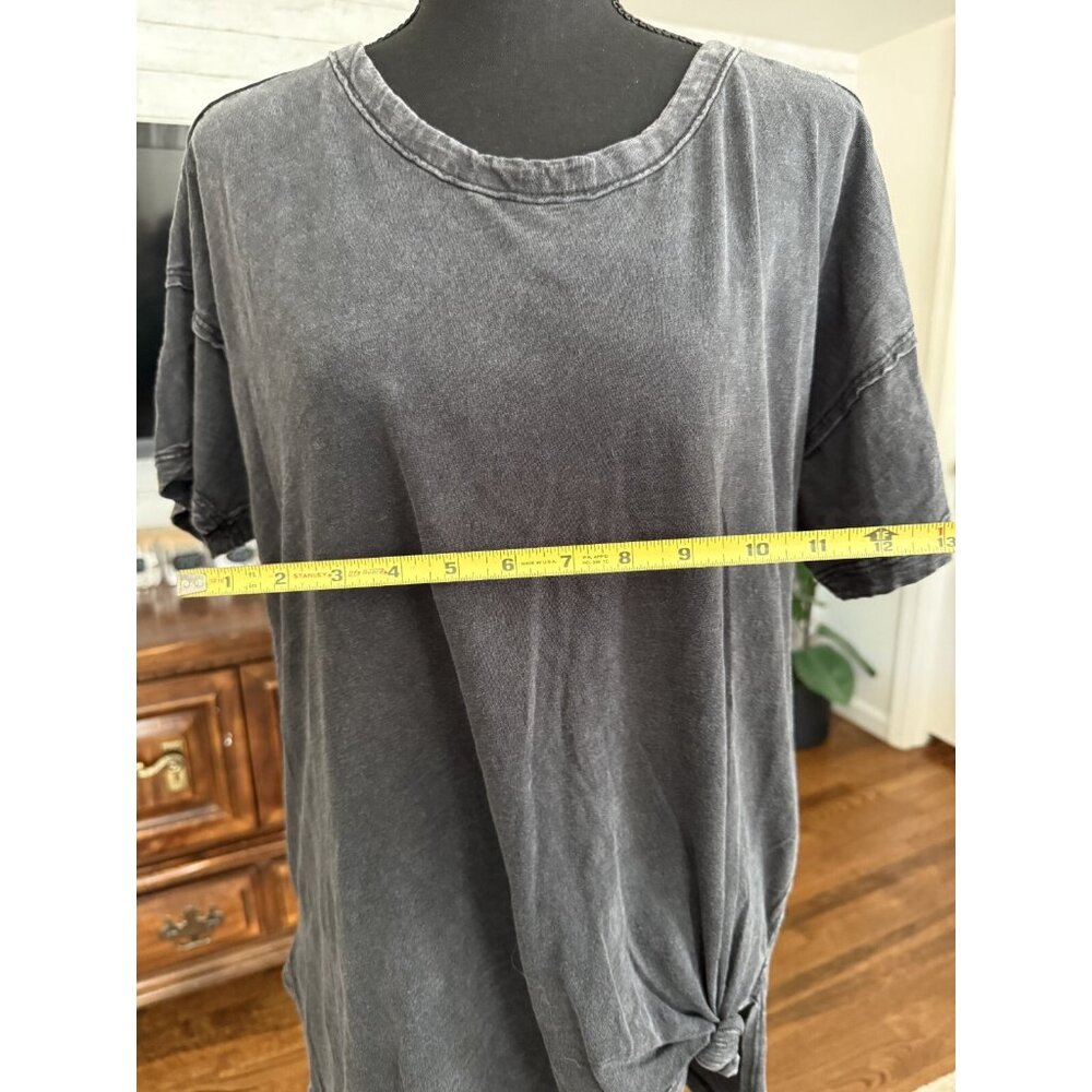 Pilcro By Anthropologie Gray Mineral Wash Side Tie Athletic Tshirt Womens Size M - Picture 6 of 9